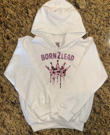 B2L Classic Pink Crown Youth White Hoodie