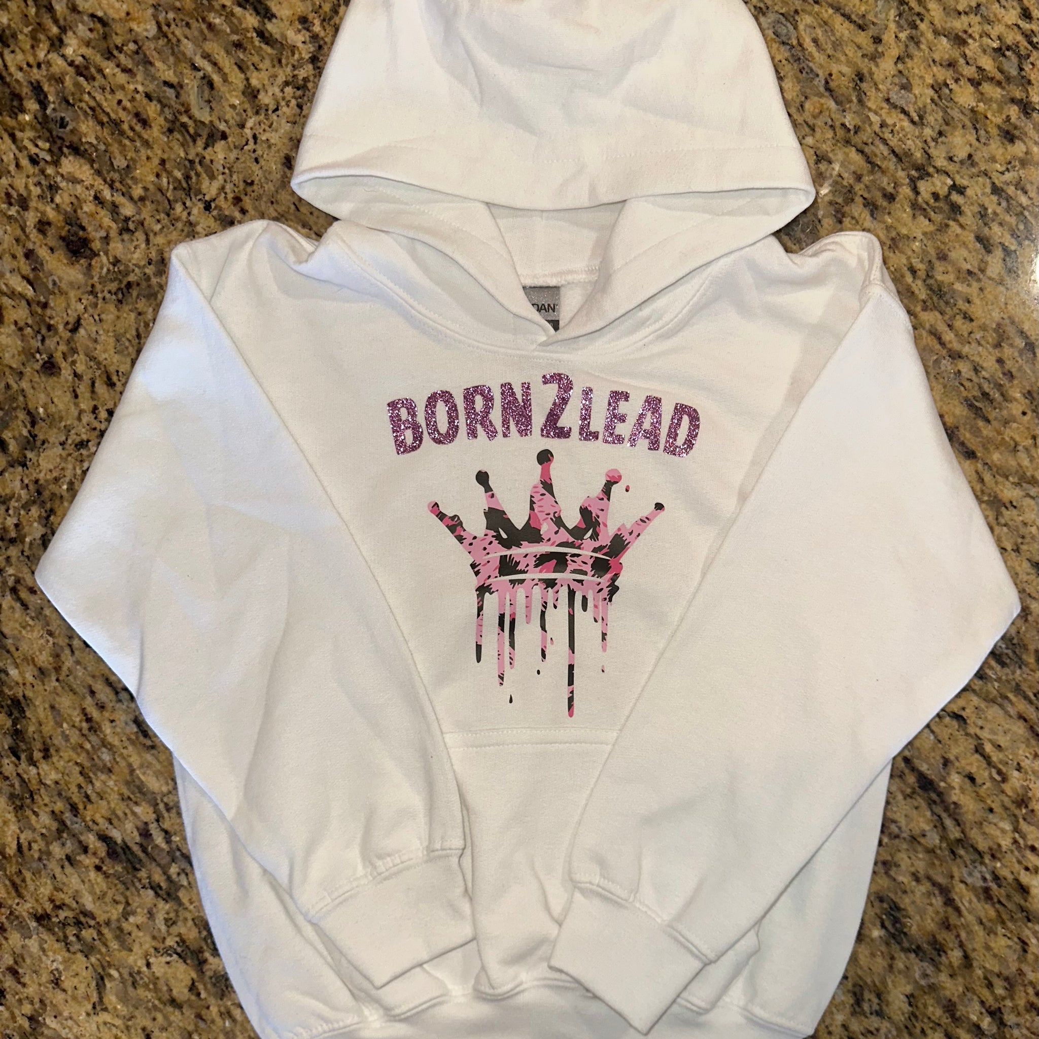 B2L Classic Pink Crown Youth White Hoodie